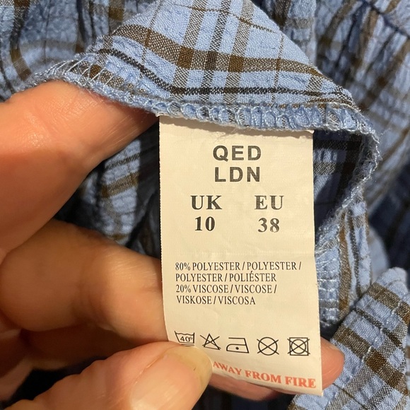 QED London Blue Plaid Long Sleeve Dress - Picture 4 of 6